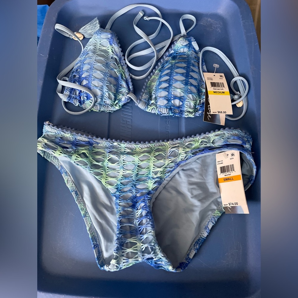 Isabella rose blue knit bikini. New with tags never worn.